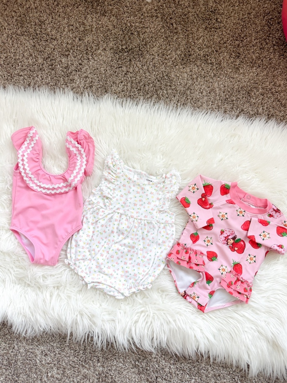 Baby Girl Summer Lot Janie and Jack & Strawberry Shortcake Swimsuits Romper 0-6M